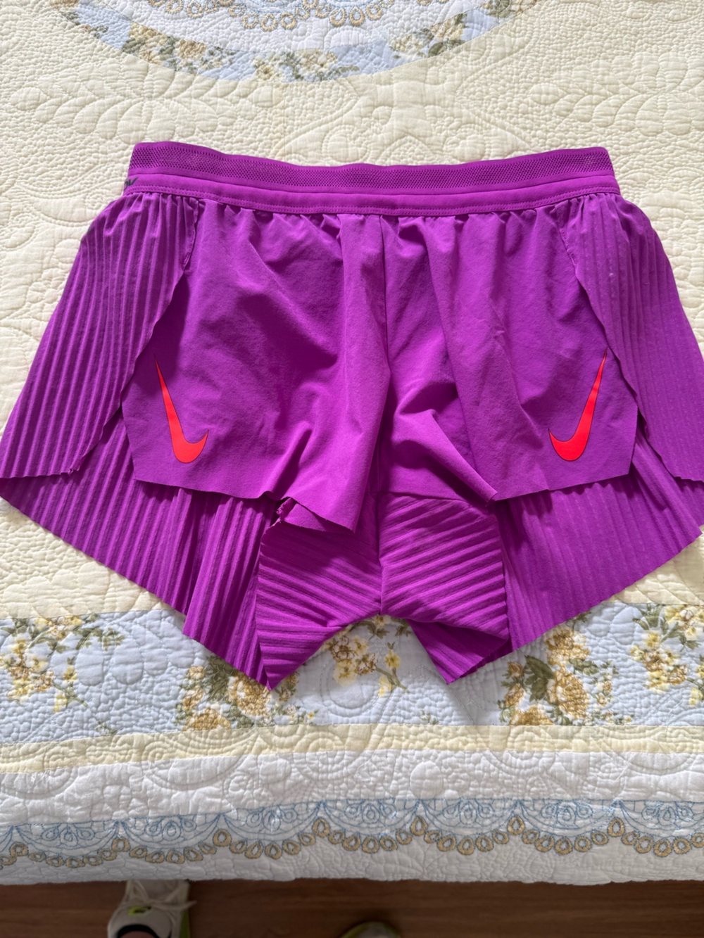 Nike Girls Purple Athletic Skort with Red Swoosh